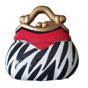 David's Cookies Purse Cookie Jar Adult's 6" Zebra Print Designer Bag Collectible